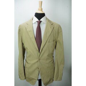 Belvest Khaki Brown Unstructured Cotton Blend 2 Pc Suit Jacket Pants Sz 50R